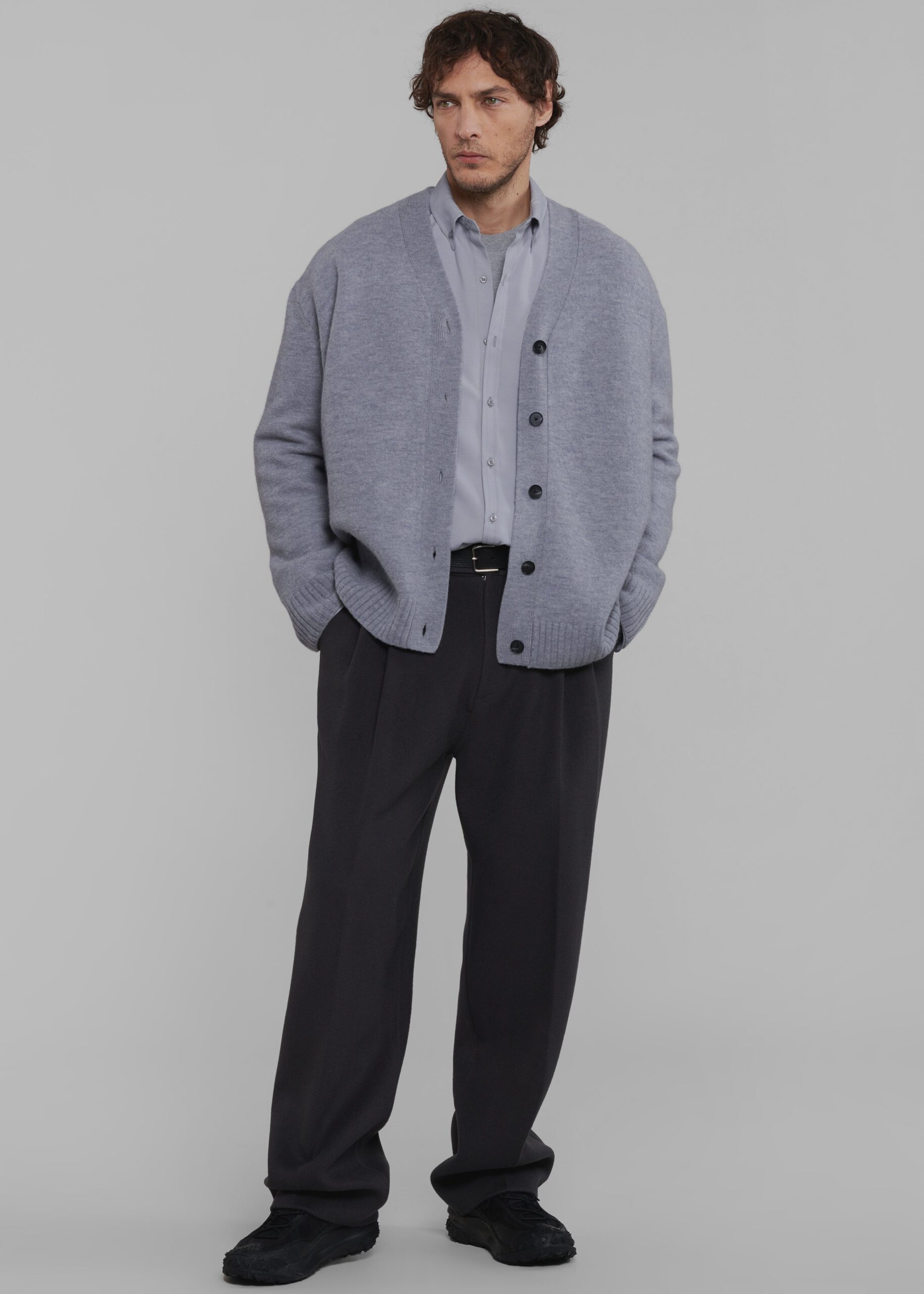 Beck Wool Cardigan - Light Grey - Image 3