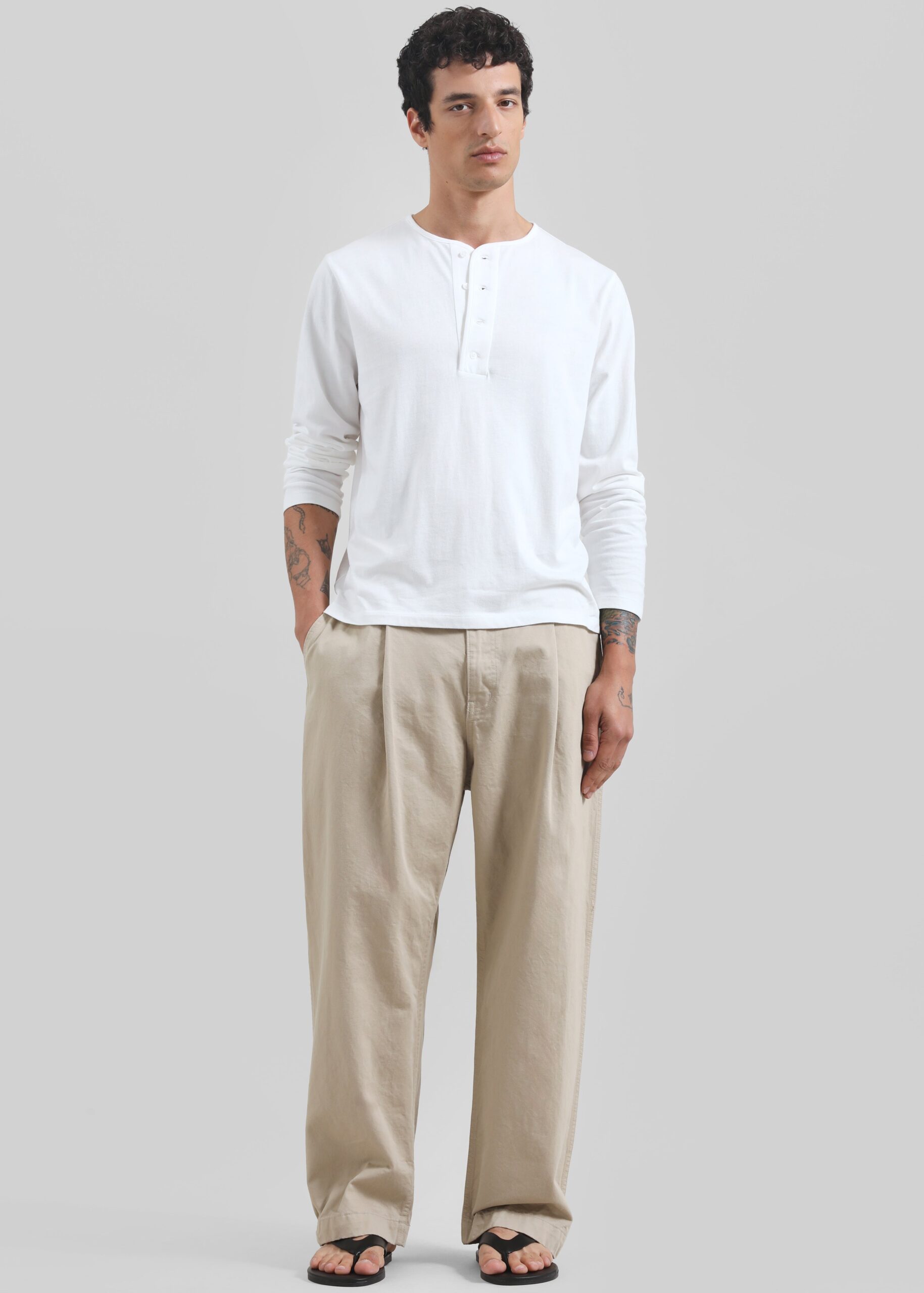 Bourke Soft Cotton Henley T-Shirt - White - Image 4