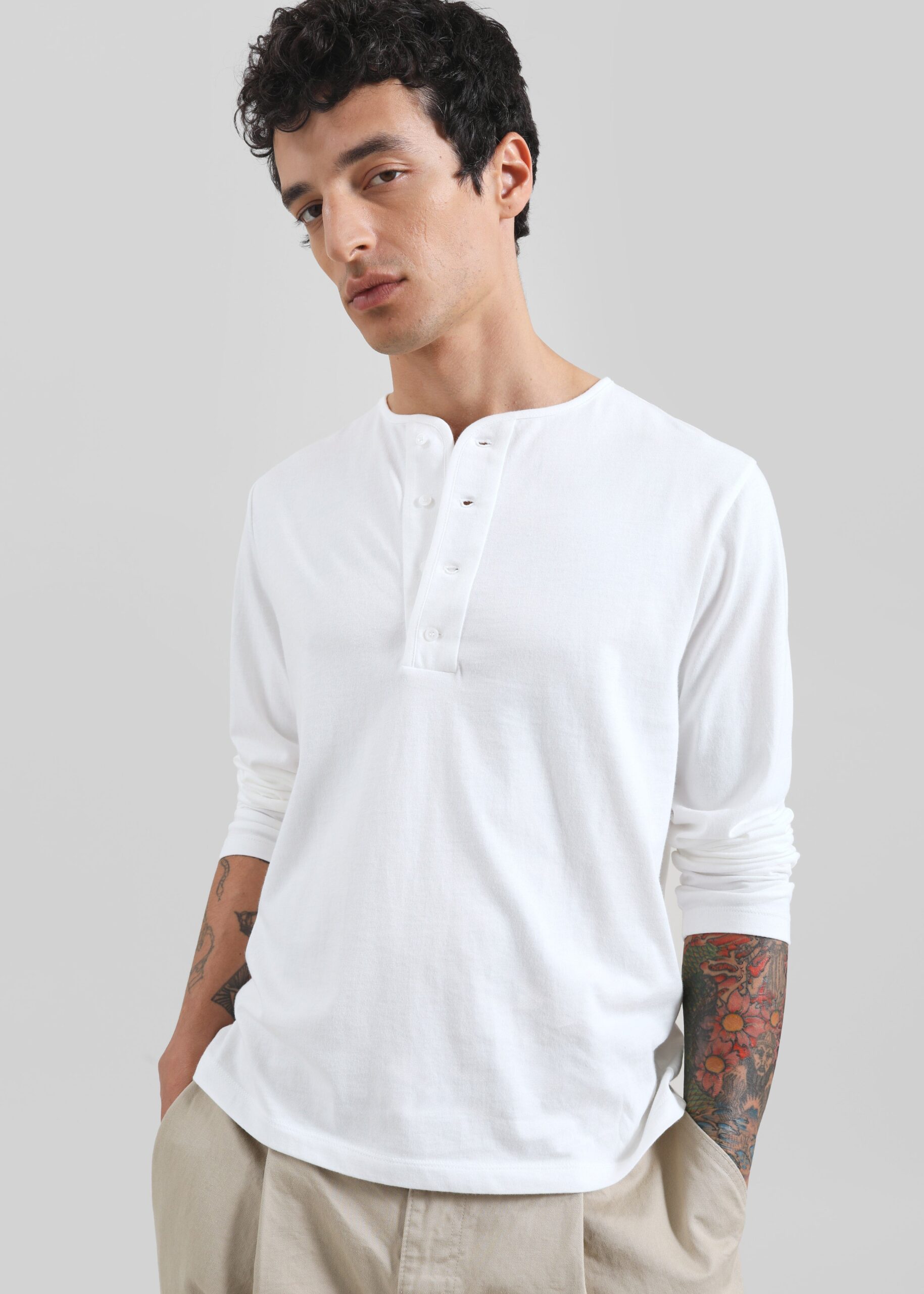 Bourke Soft Cotton Henley T-Shirt - White