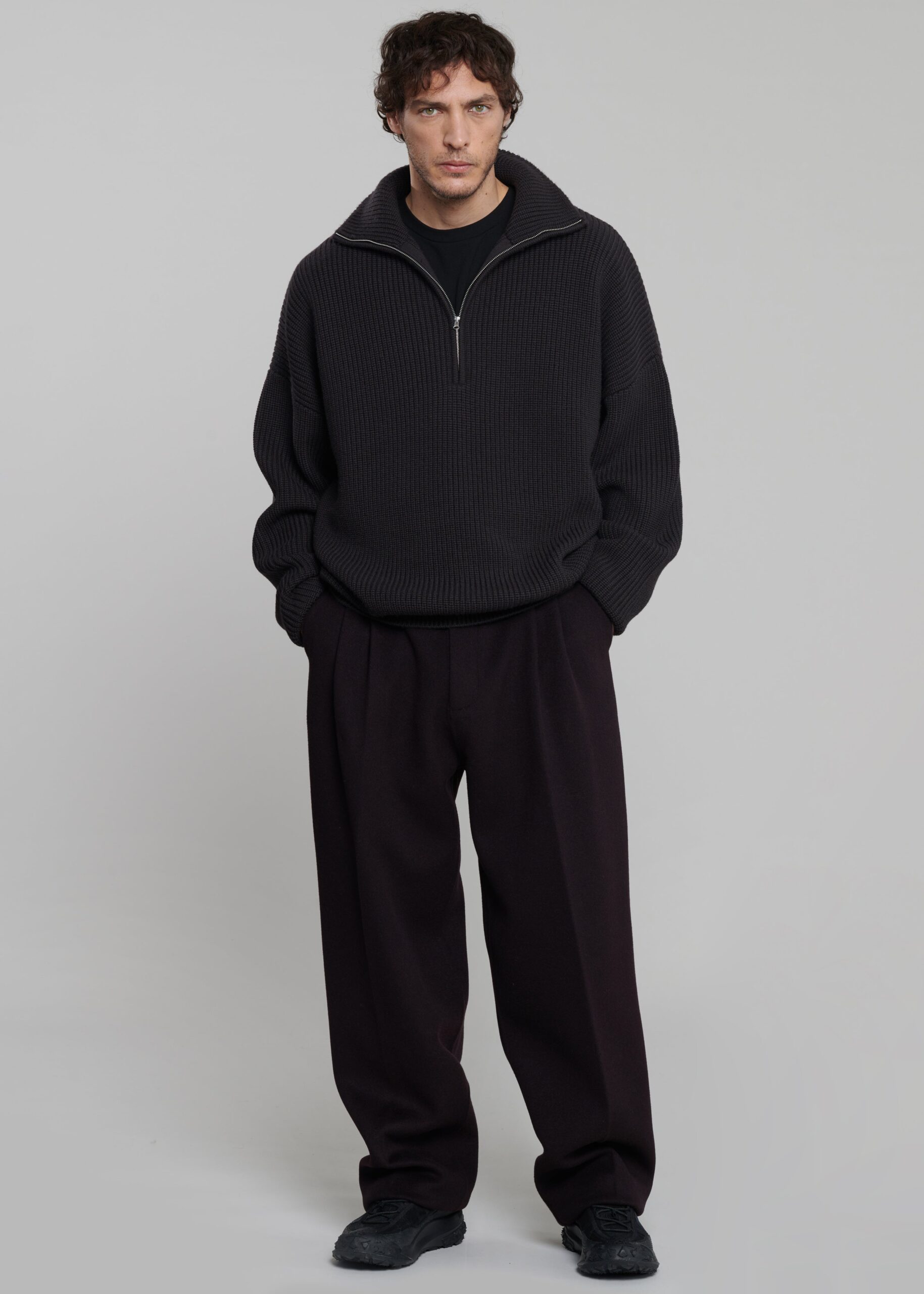 Harrison Quarter Zip Jumper - Dark Plum - Image 6