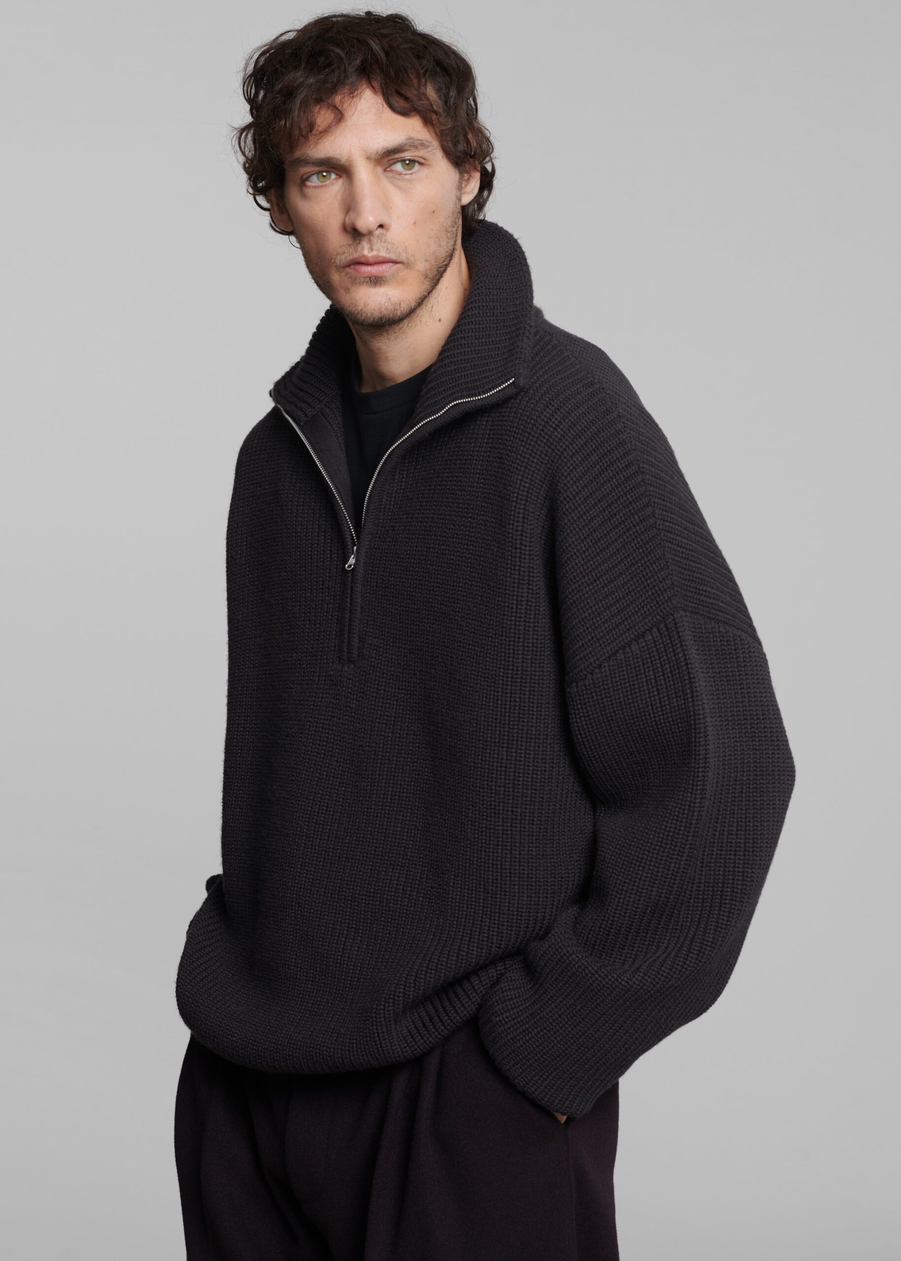 Harrison Quarter Zip Jumper - Dark Plum - Image 5