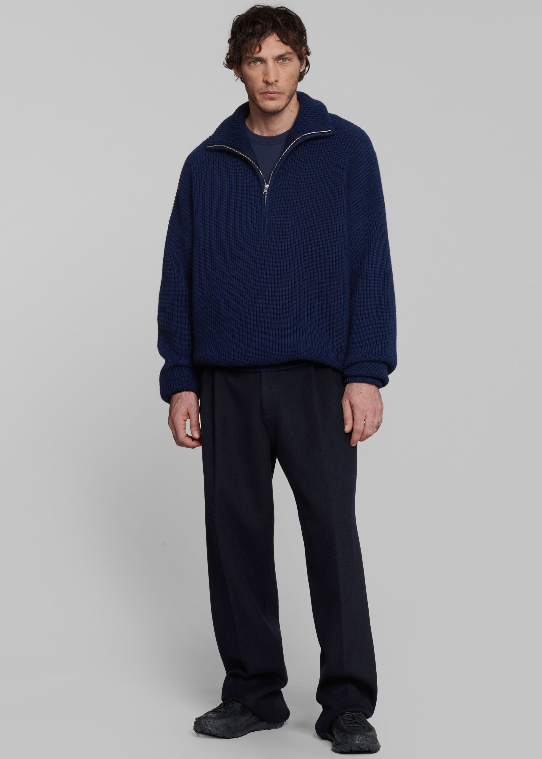 Harrison Quarter Zip Jumper - Navy - Image 8