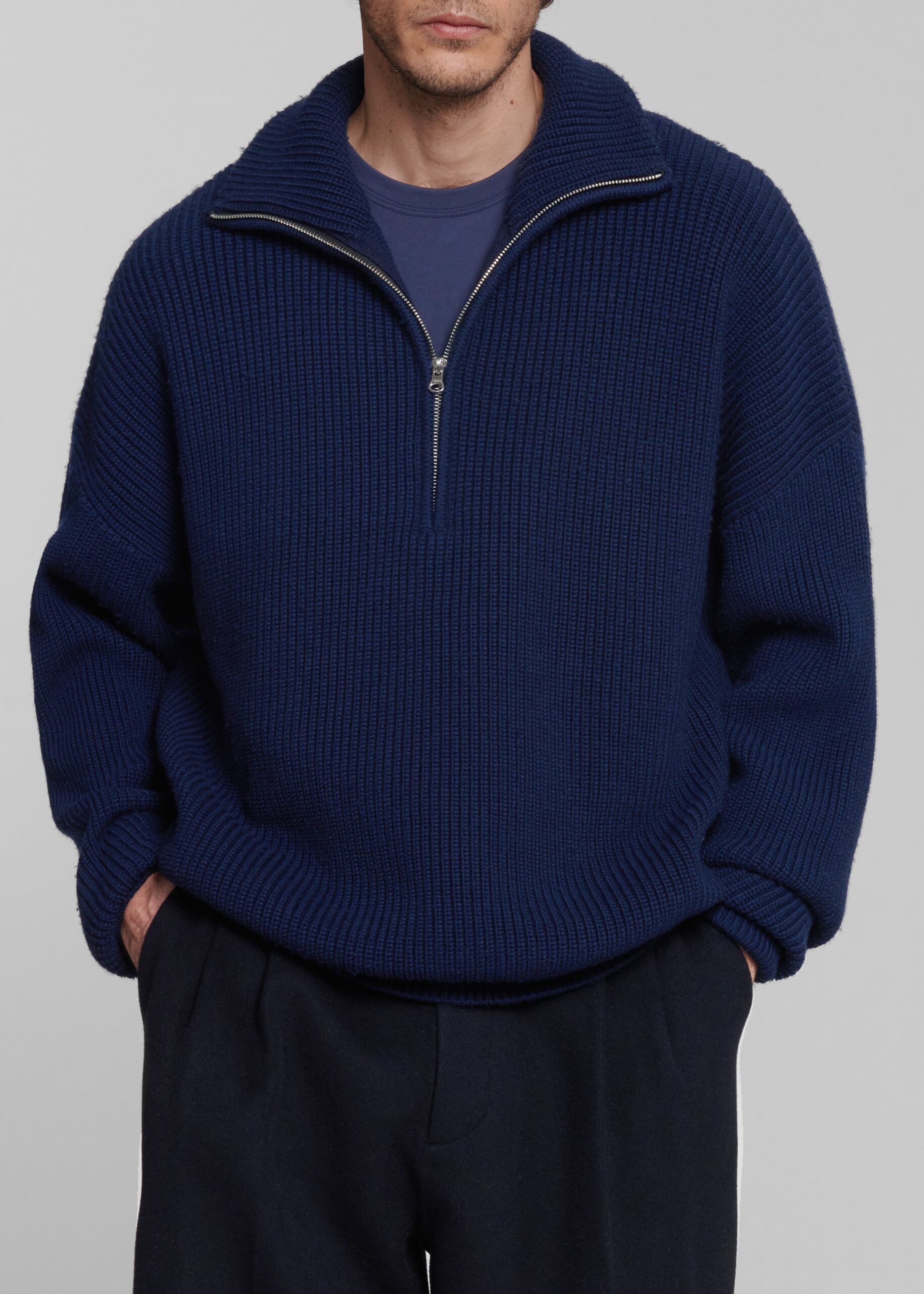 Harrison Quarter Zip Jumper - Navy - Image 2