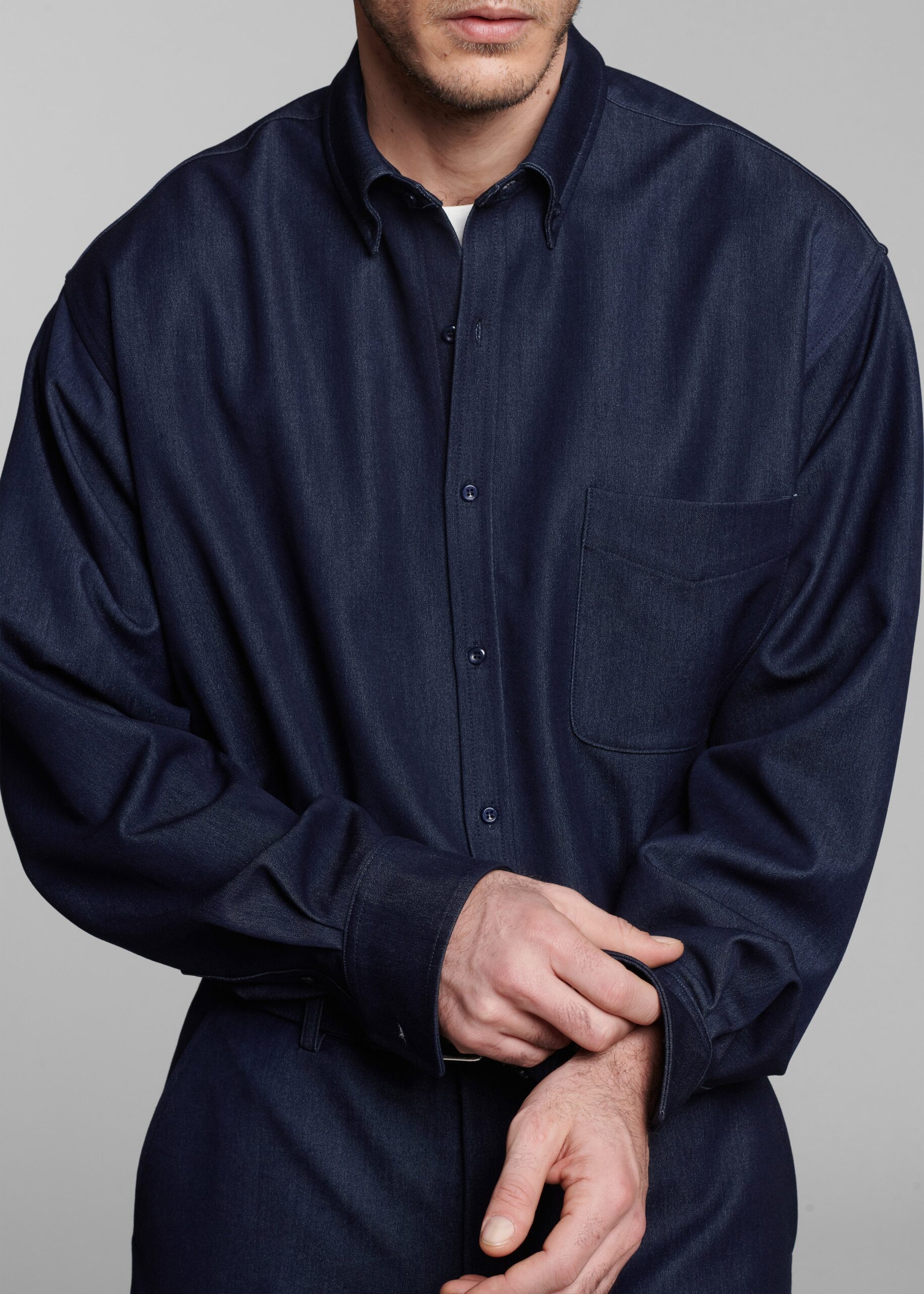 Mason Button Up Shirt - Indigo - Image 7