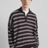 Meriel Polo Sweater - Brown/White Stripe