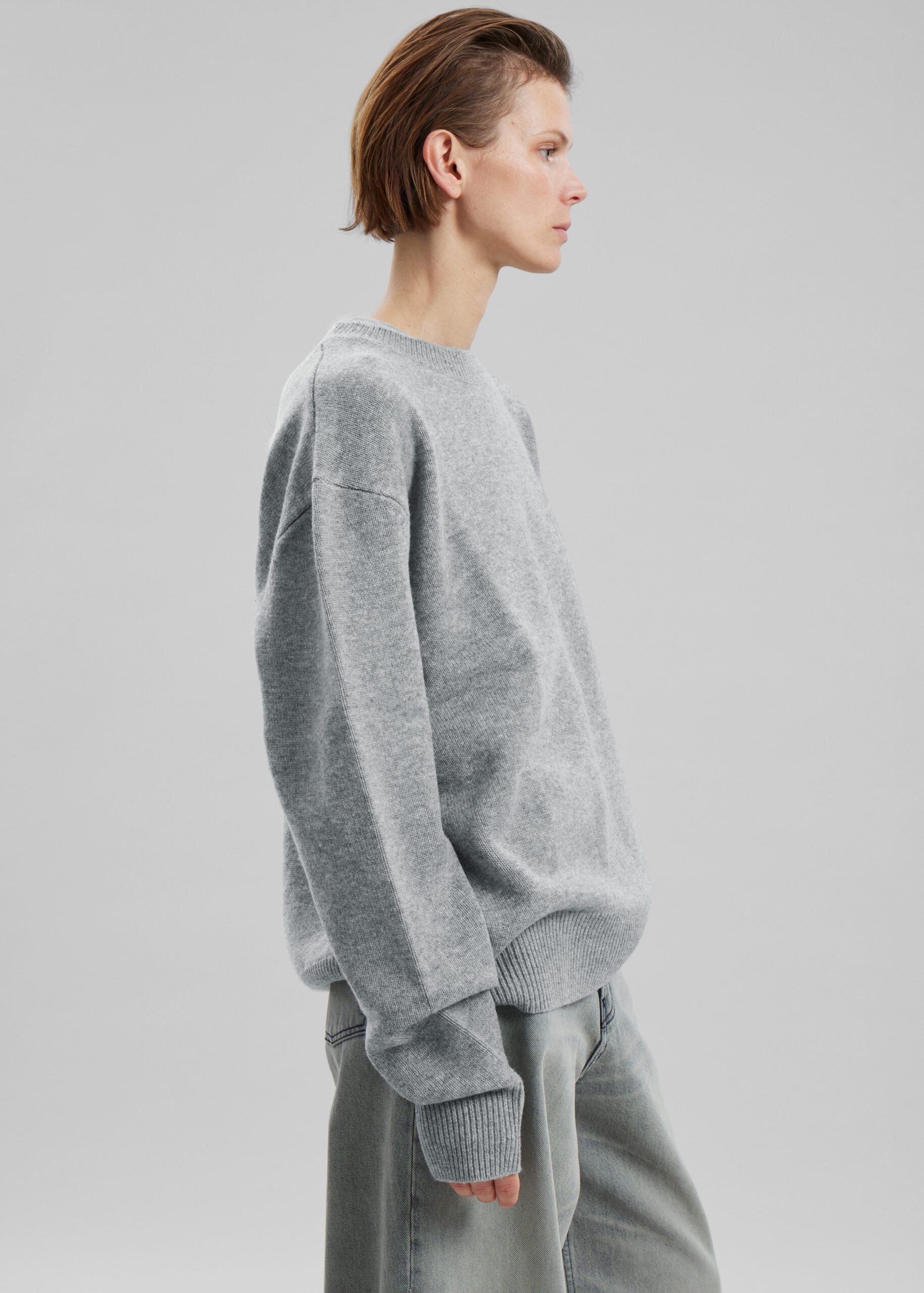Quinton Crew Neck Sweater - Light Grey - Image 5