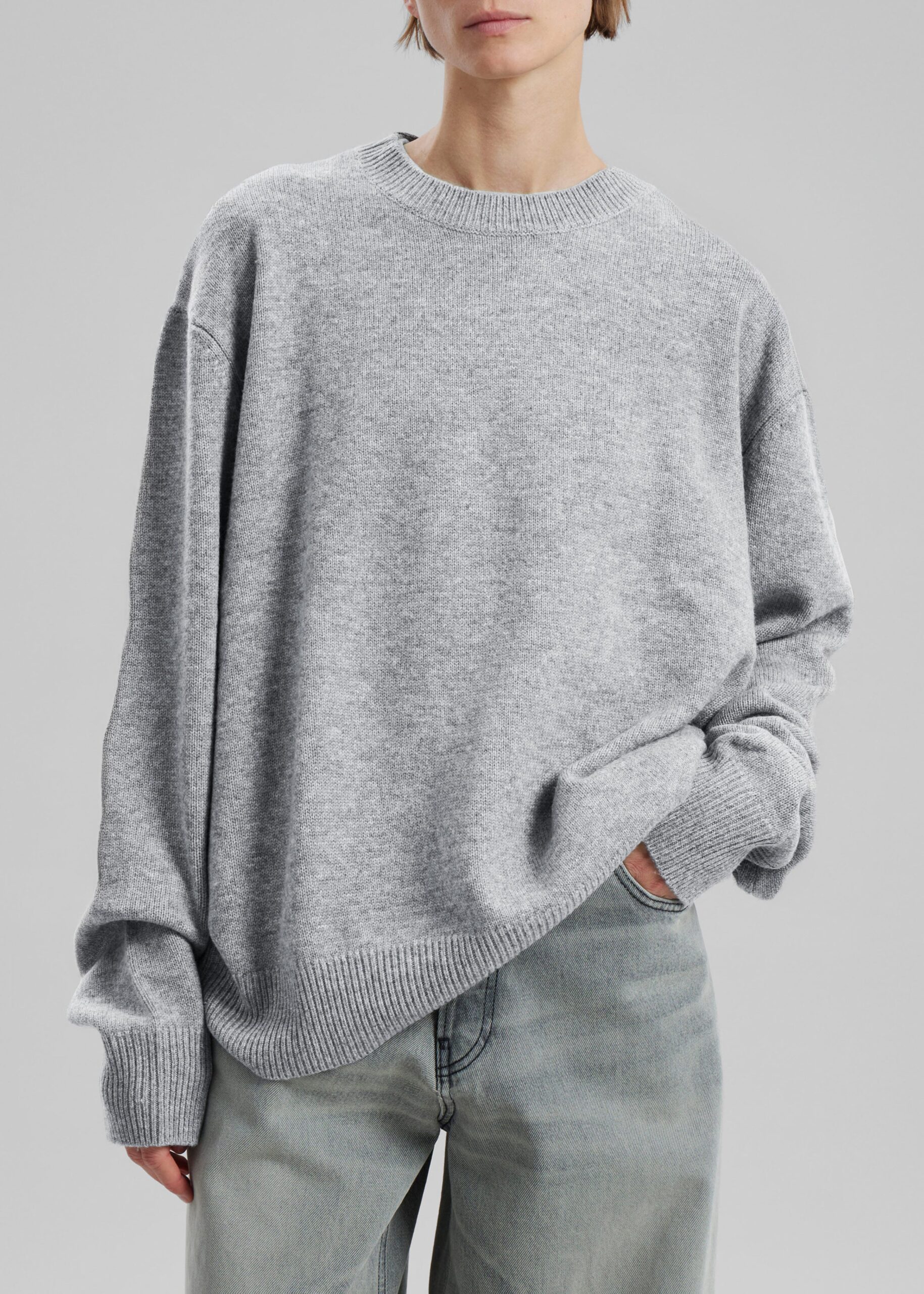 Quinton Crew Neck Sweater - Light Grey - Image 6