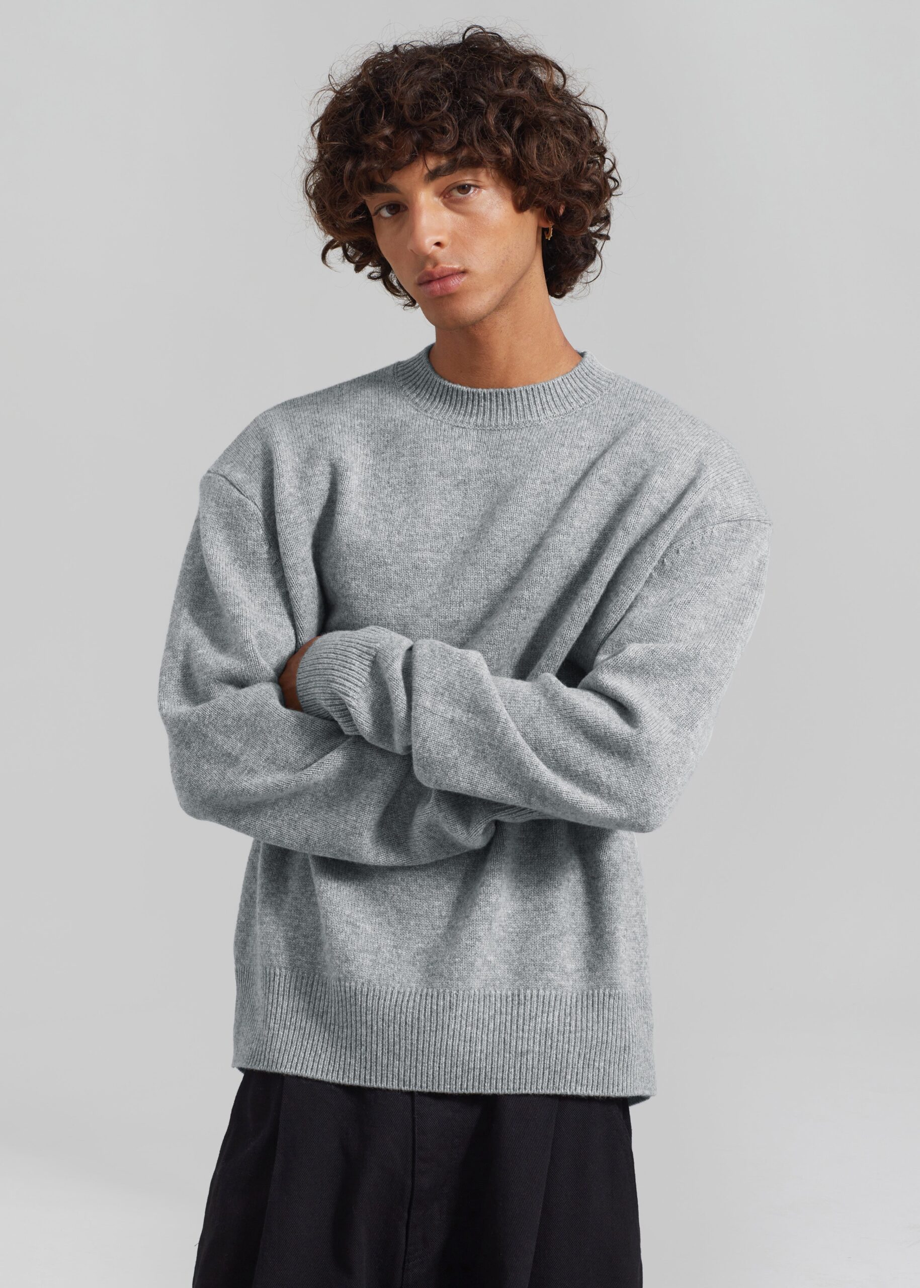 Quinton Crew Neck Sweater - Light Grey - Image 13