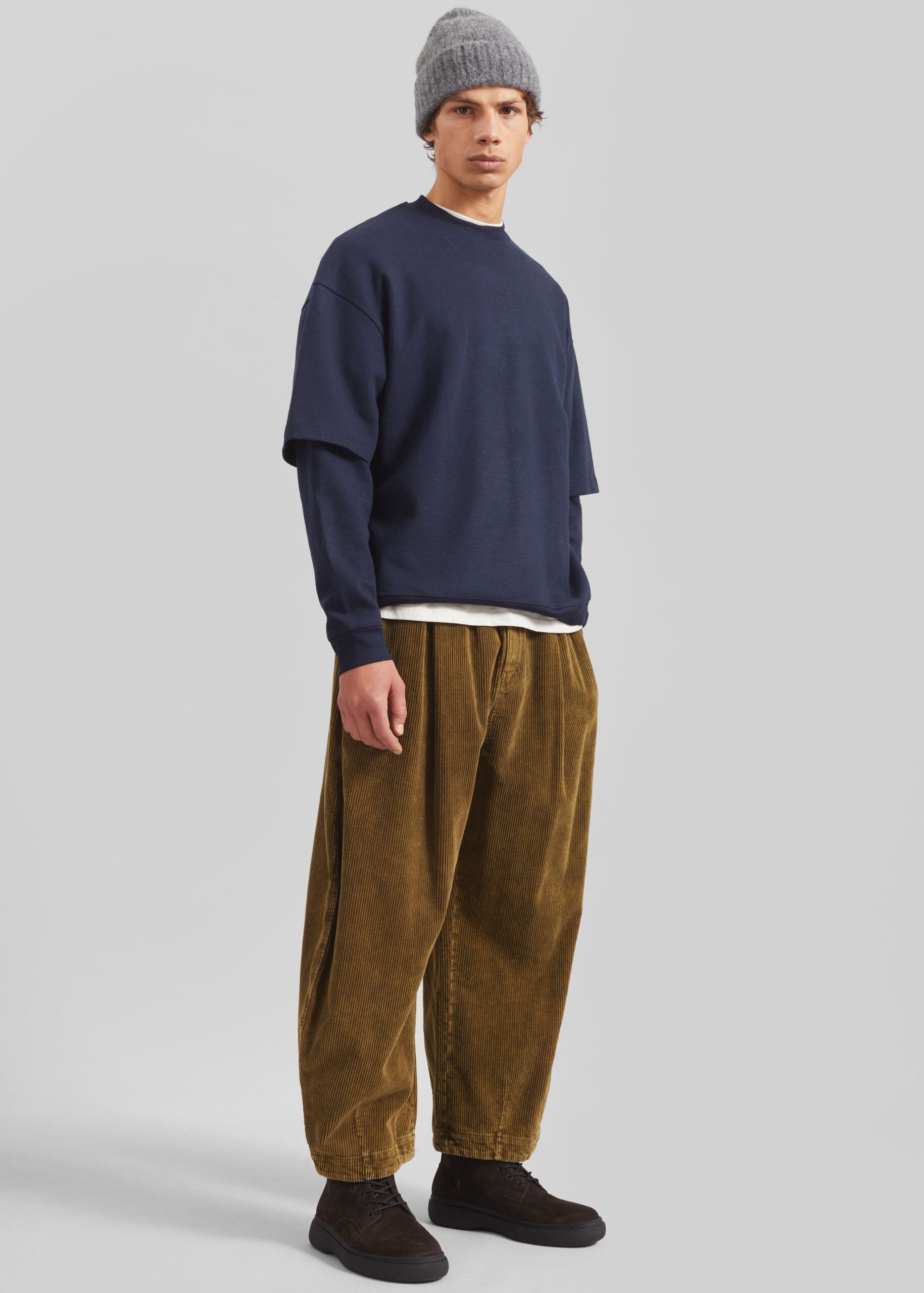 Telfer Corduroy Balloon Pants - Dark Olive - Image 2
